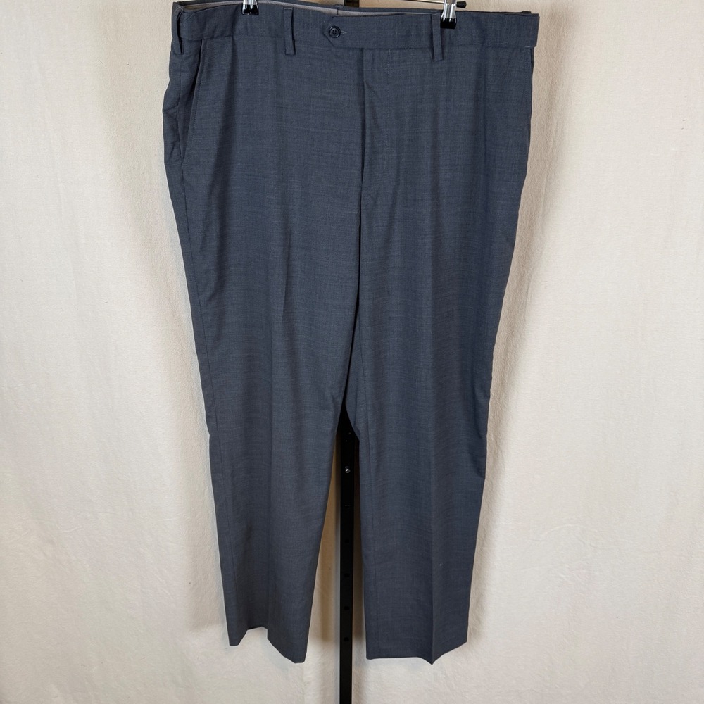 Lands End Mens 40 Traditional Fit Wool Blend Dress Pants Gray Flat Front Pants
